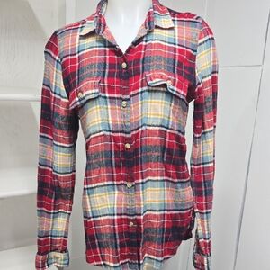 American Eagle Outfitters Red Plaid Button Down Shirt